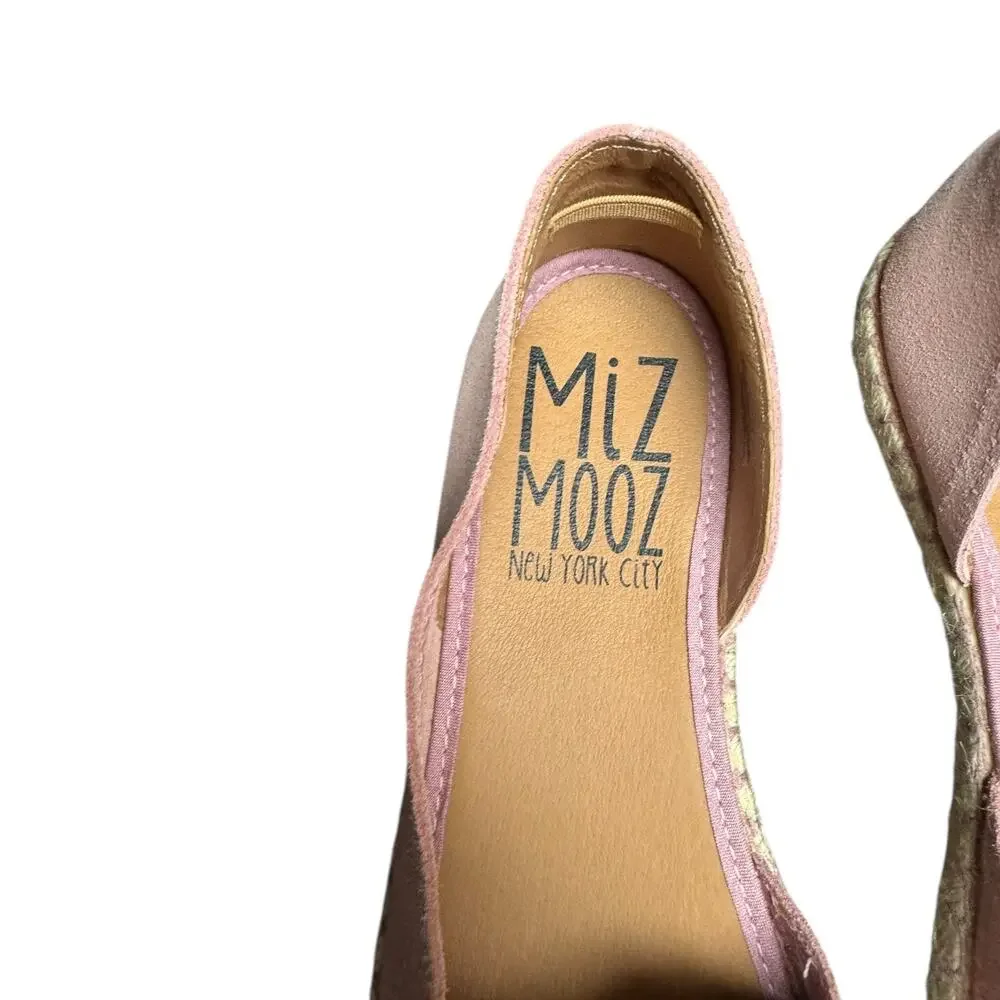 NWT Miz Mooz Cruze Pink Suede Espadrille Flats Size 38 Size 7.5-8 Made in Spain
